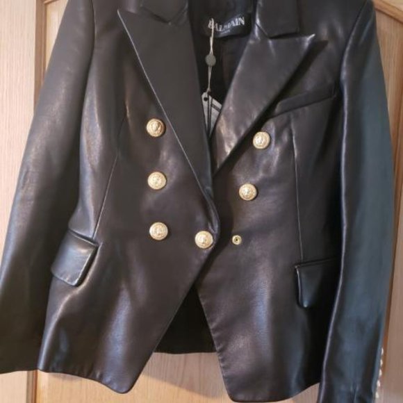 NWT BALMAIN LEATHER BLAZER SIZE:40 - Picture 3 of 6